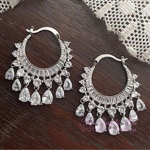 Silver Crystal Hoop Earrings